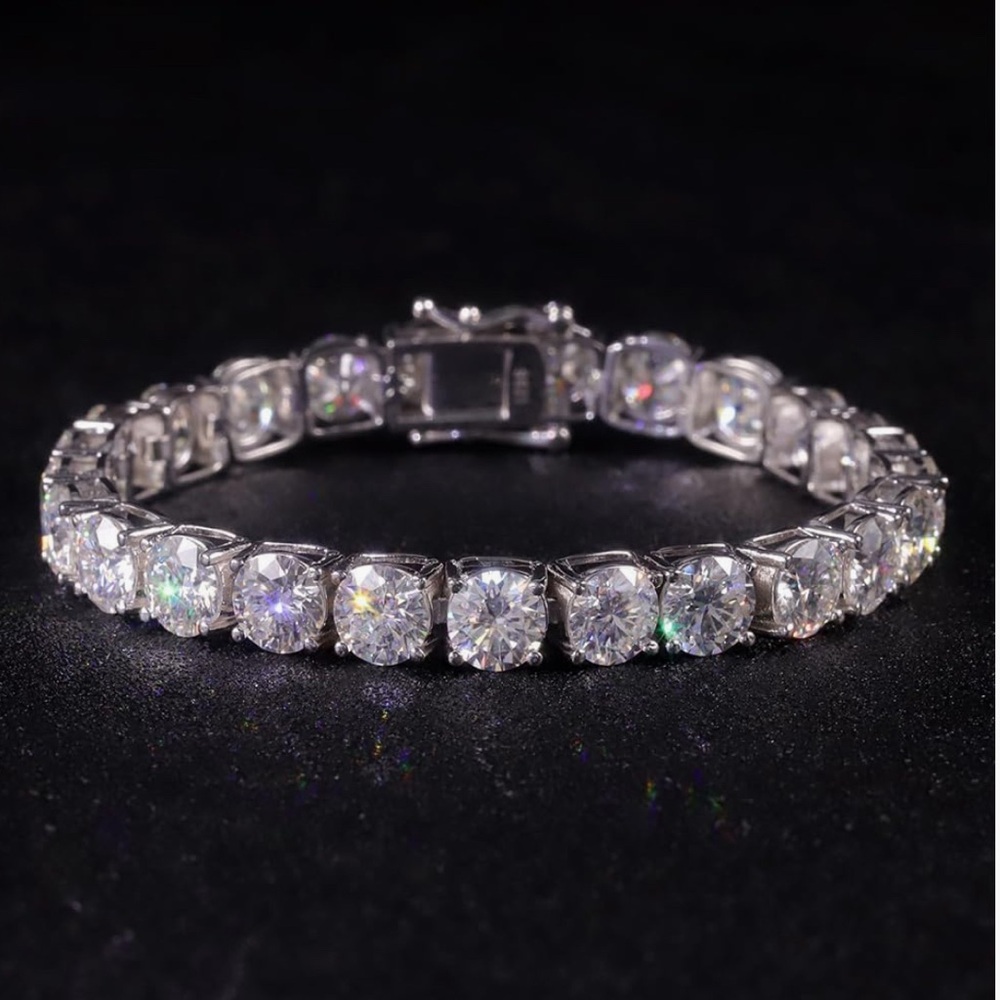 Genuine 18k Gold 19.5 Carat Diamond Tennis Bracelet ~ Elegant Moissanite Jewelry
